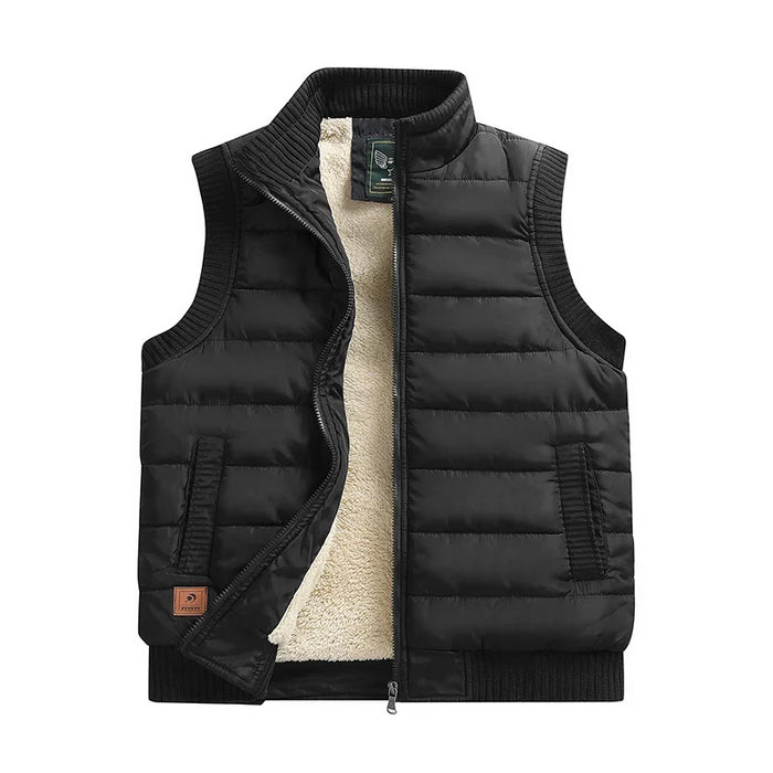 Warm Men's Puffer Vest - Quilted Slim, Lamb Velvet, Winter