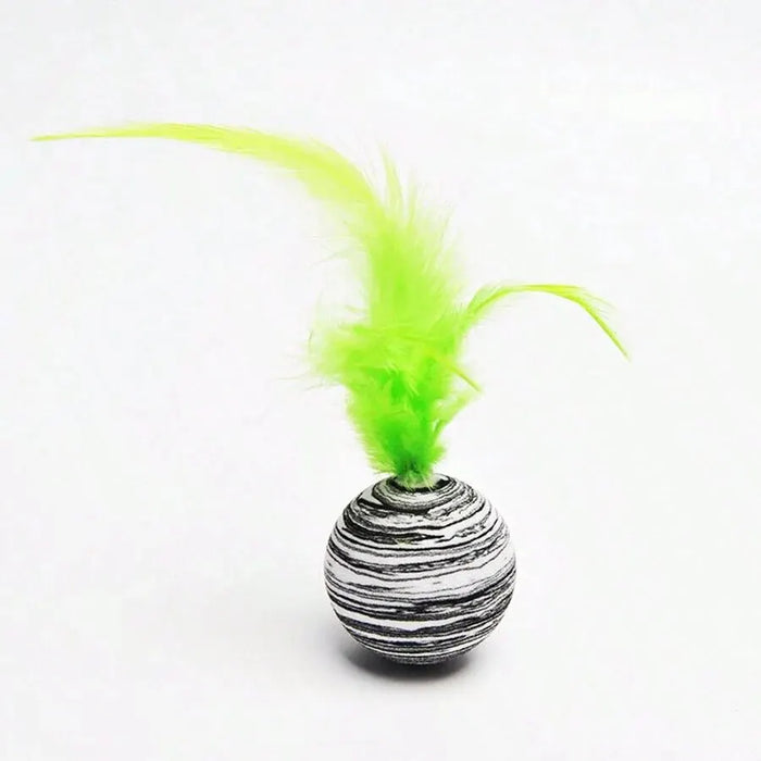 Cat Toy Striped Ball Interactive - Fun Pet Play, 5g Feather Toy