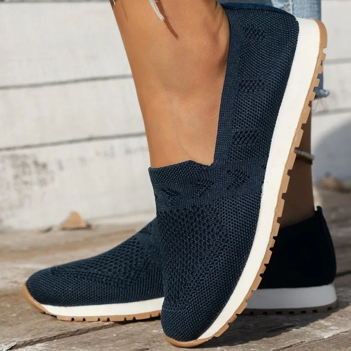 Solid colour Casual Flats Slip-On Mesh Breathable Round Toe Shoes Women&