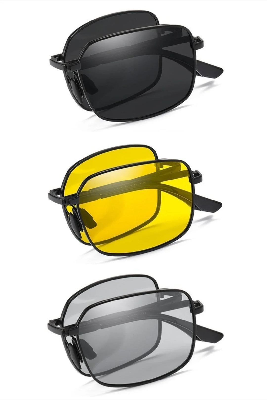 Polarized Folding Sunglasses 2 Pack Dual Use Driving Day Night colour Changing Square Frame Spring 2026 Trend