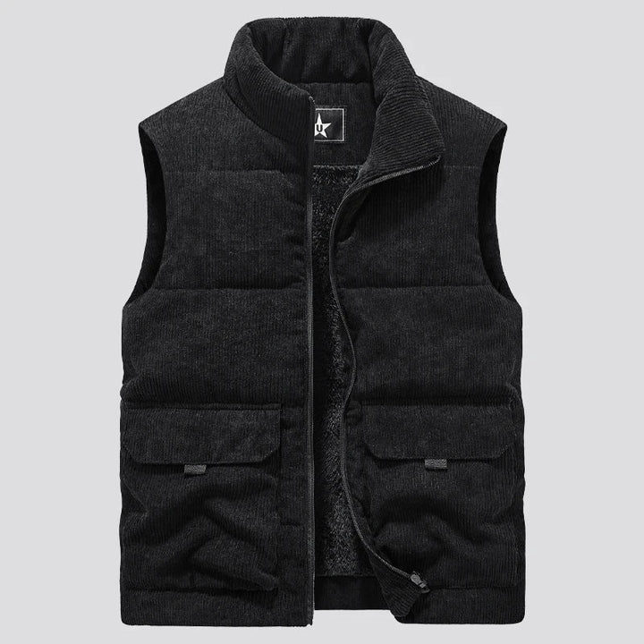 Insulating Mens Fleece Vest - Quilted Corduroy, Casual