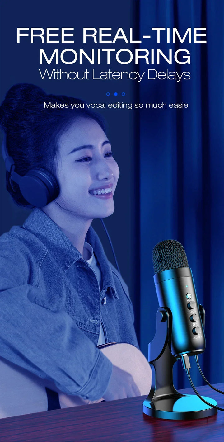 USB Condenser Microphone Desktop Mic For Streaming Podcast