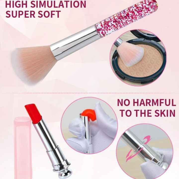 Kids Makeup Set - Pretend Play Kit With Lipstick Nail Polish Eye Shadow In Leopard Case CE Certified Toy Back To School