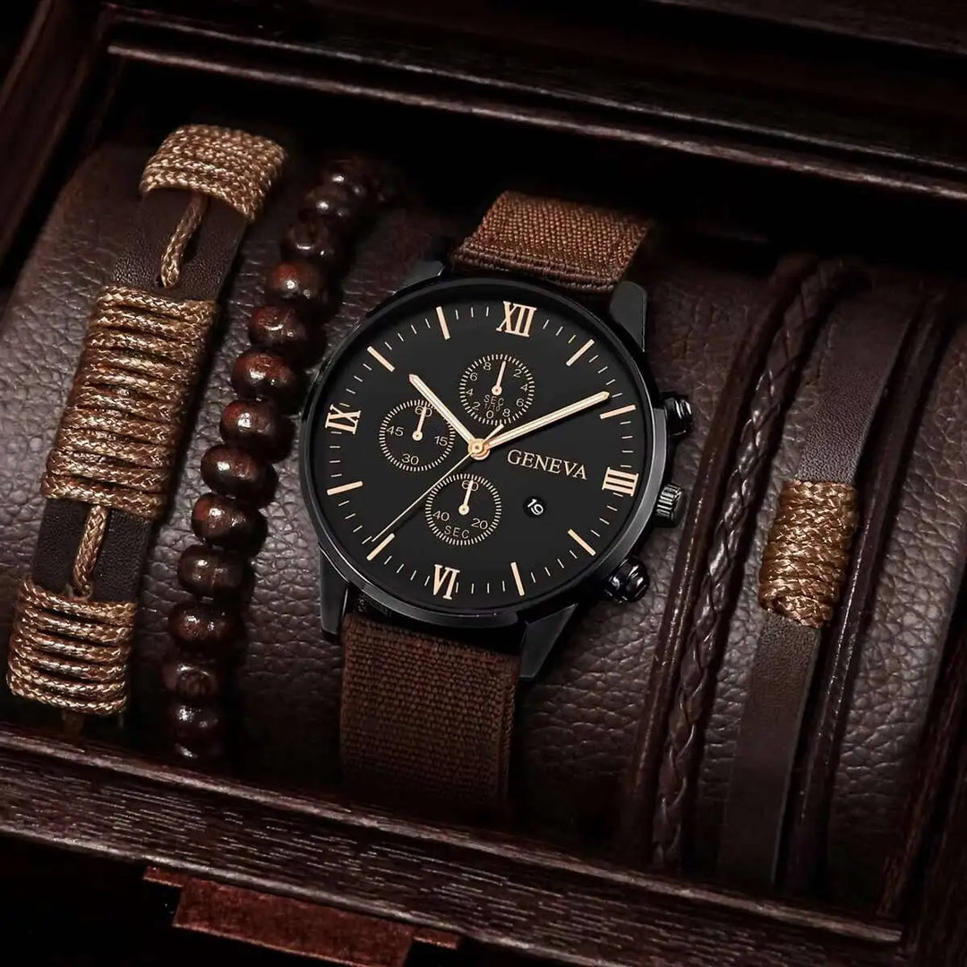 Quartz Watch And Bracelet Set Nylon Band Casual Gift