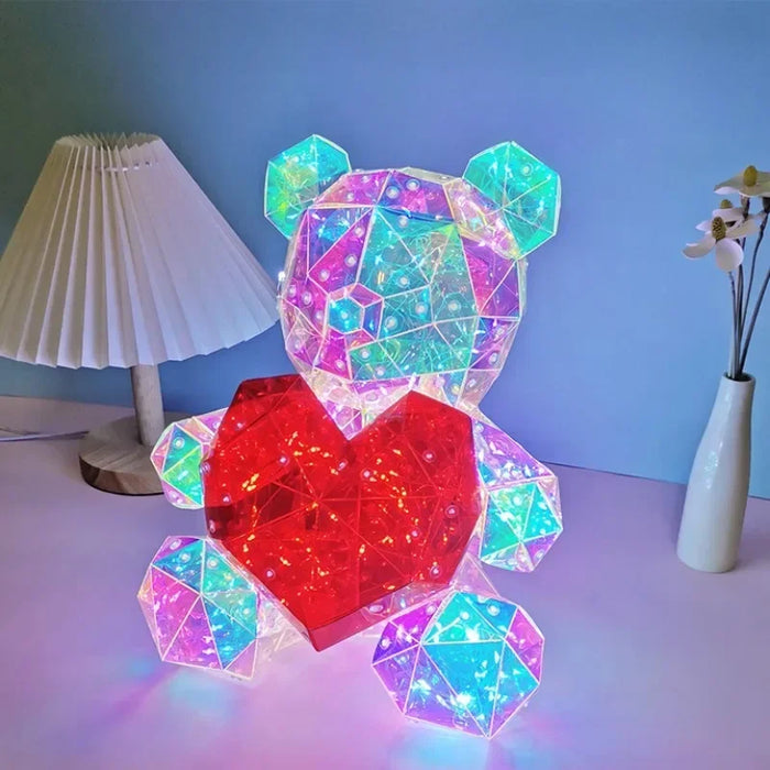 colourful LED Teddy Bear Lamp with Heart - A Heartwarming Valentine's Day Gift for Birthdays & Anniversaries