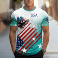 Soft men's tee - relaxed fit, 3D print patriotic eagle and flag graphic, casual wear
