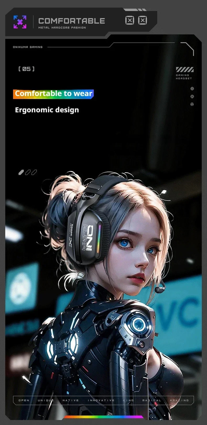 Wireless Gaming Headset Tri Mode Bluetooth Wired Immersive