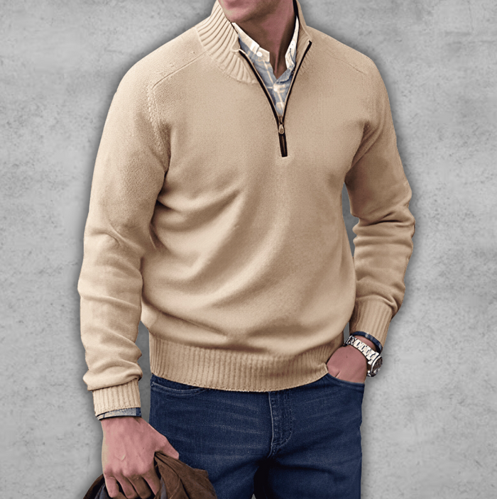 Soft Classic Mens Quarter Zip Jumper - Ribbed Cotton