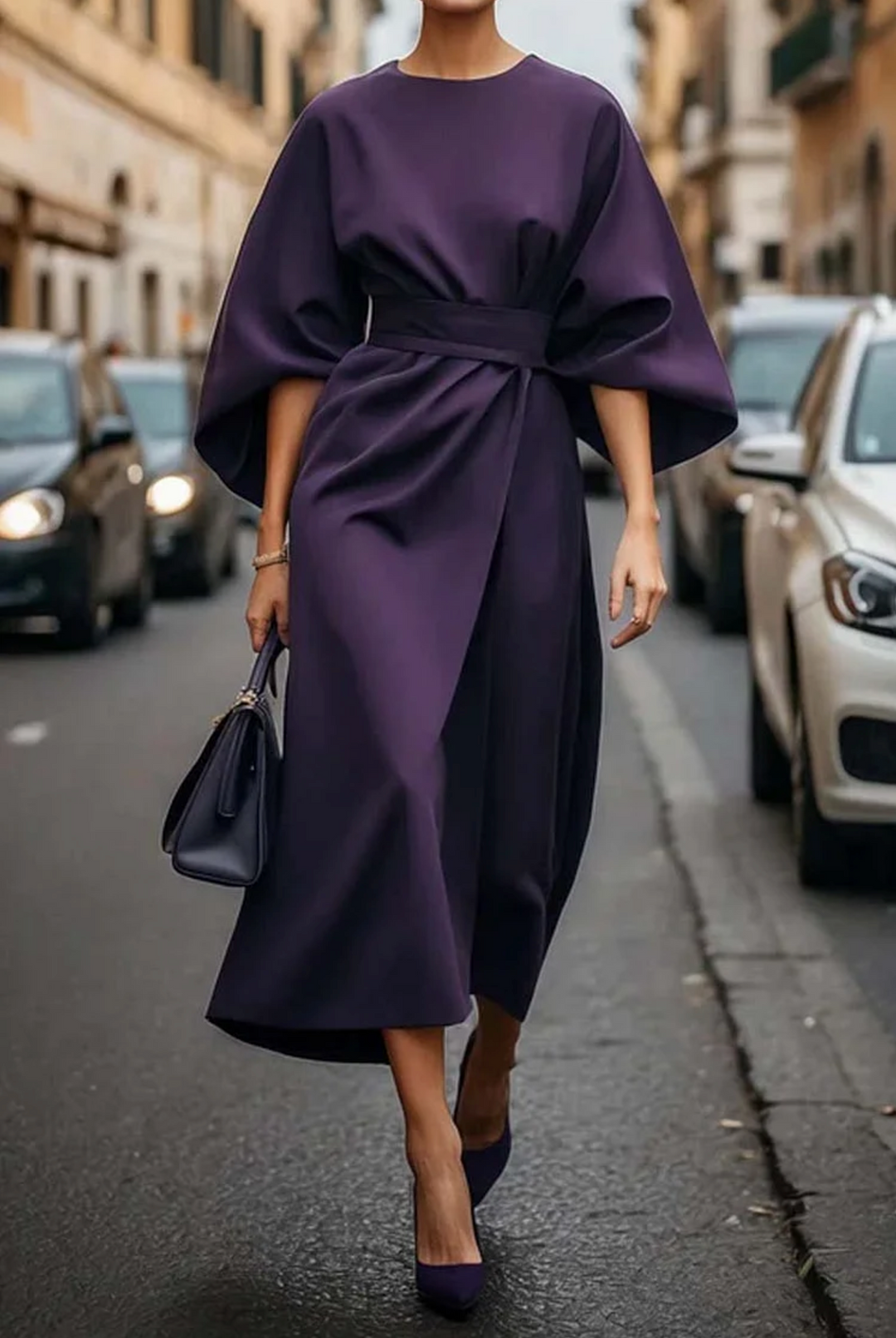 Belted Maxi Dress for Women - Flattering Fit Long Dress, Plus Size Available, Effortless Elegance
