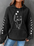Warm Cozy Women's Hoodie - Oversized Waffle Knit, Casual