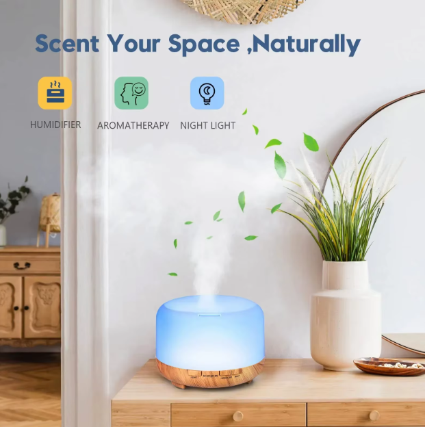 Air Humidifier Essential Oil Diffuser 500ML Ultrasonic LED Lamp