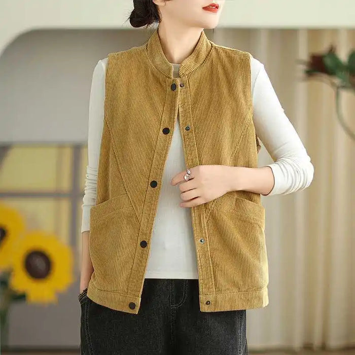 Soft Women's Corduroy Vest - Relaxed Sleeveless, Velvet