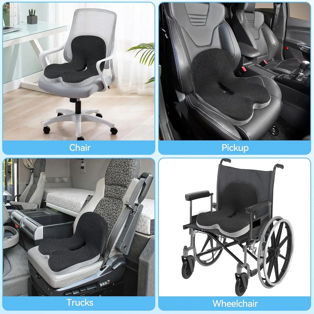 Memory Foam Seat Cushion – Ergonomic Lumbar Support for Office Chair and Car, Stress Relief