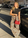 Wide Leg Leopard Print Trousers for Women, High Waist Comfortable Trousers for Casual and Chic Occasions