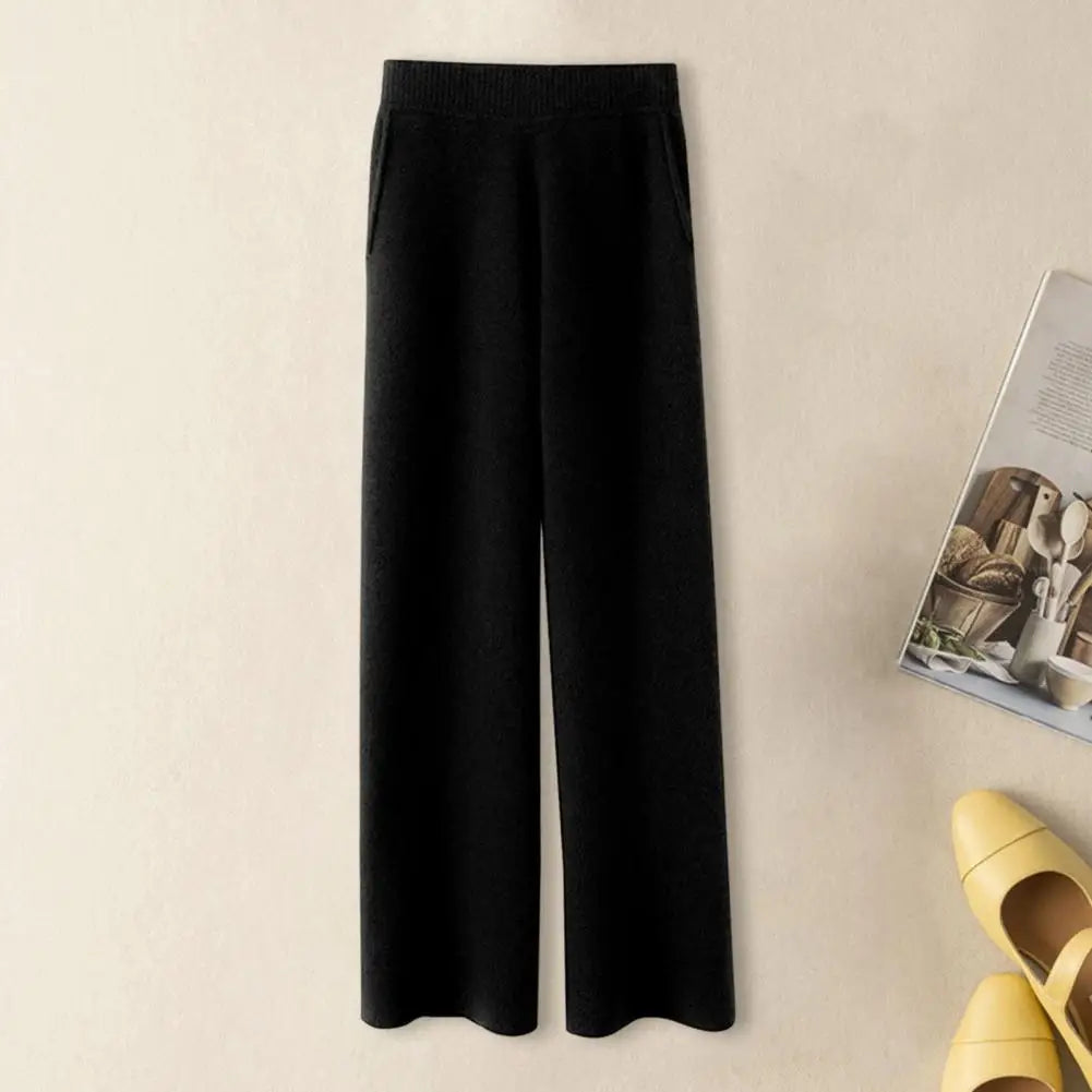Drape High Waist Wide Leg Trousers For Women Casual Loose Fit, Autumn Winter Trousers