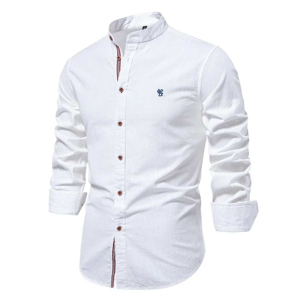 Cotton Long Sleeve Shirt for Men - Solid colour Casual Wear, High Quality