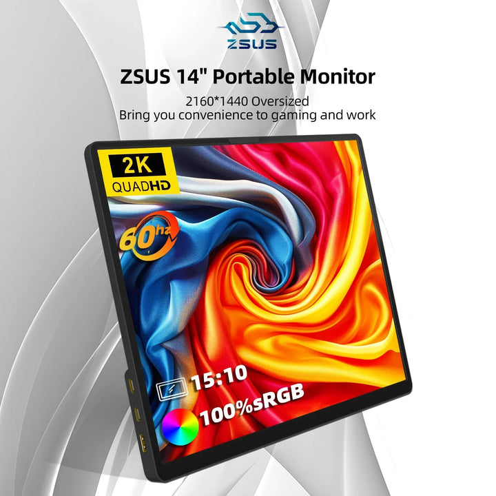 2K Portable Monitor 14 Inch Touch HDR 60Hz Gaming Display