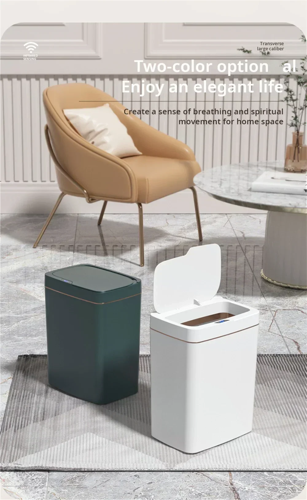 Touchless Smart Sensor Trash Can 15L Waterproof Automatic