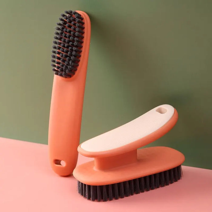 Soft Bristled 2pc Household Cleaning Brushes - Long Handle Shoe & Clothes Brush Set