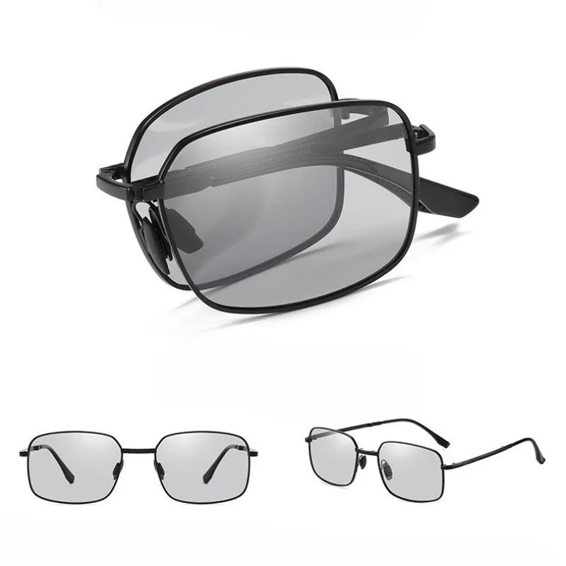 Polarized Folding Sunglasses 2 Pack Dual Use Driving Day Night colour Changing Square Frame Spring 2026 Trend
