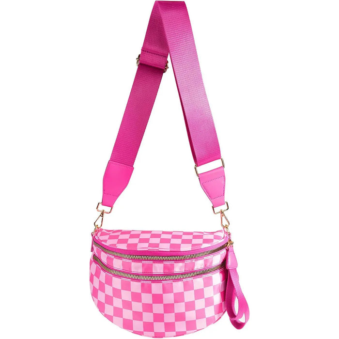 Casual women's checkered crossbody shoulder bag – high-capacity sling bag with adjustable strap
