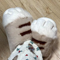 Warm cozy unisex slippers - cat-paw plush design, plush faux fur, indoor winter wear