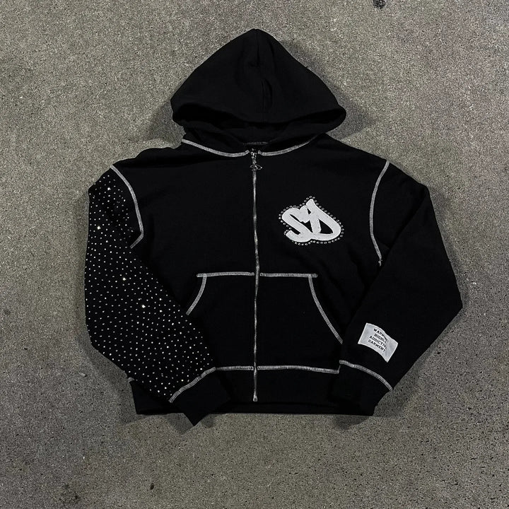 Oversized Relaxed Men Hoodie - Boxy Patchwork, Cotton Street