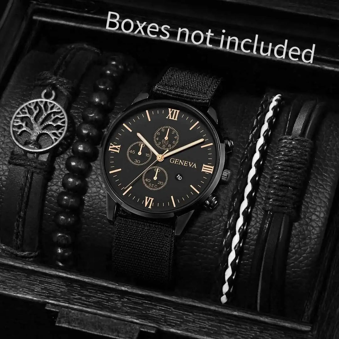 Quartz Watch And Bracelet Set Nylon Band Casual Gift