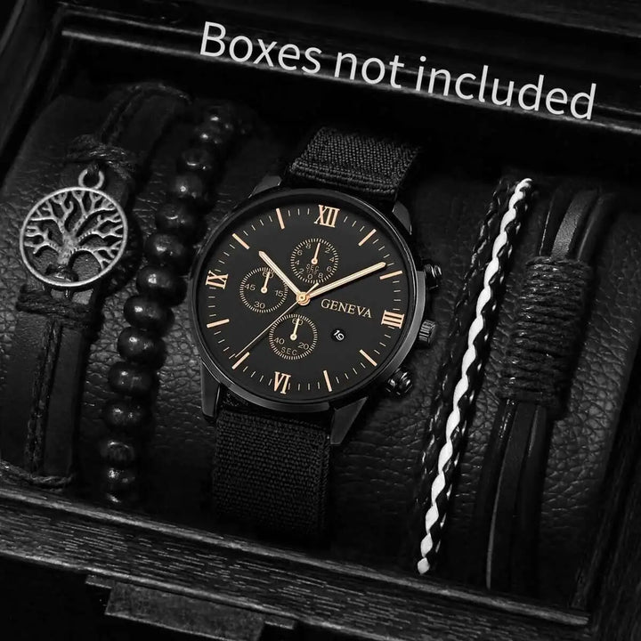 Quartz Watch And Bracelet Set Nylon Band Casual Gift