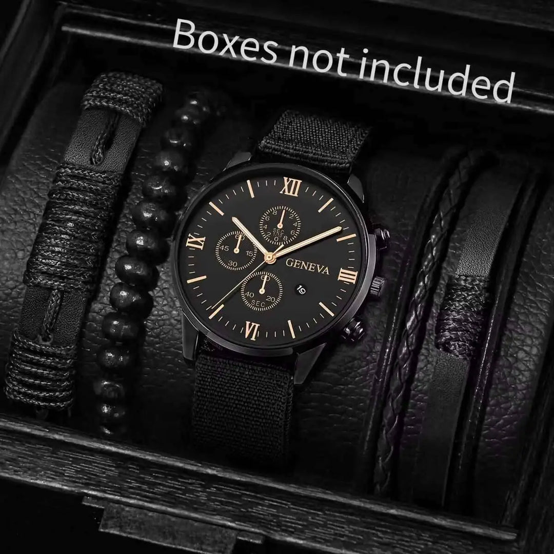 Quartz Watch And Bracelet Set Nylon Band Casual Gift