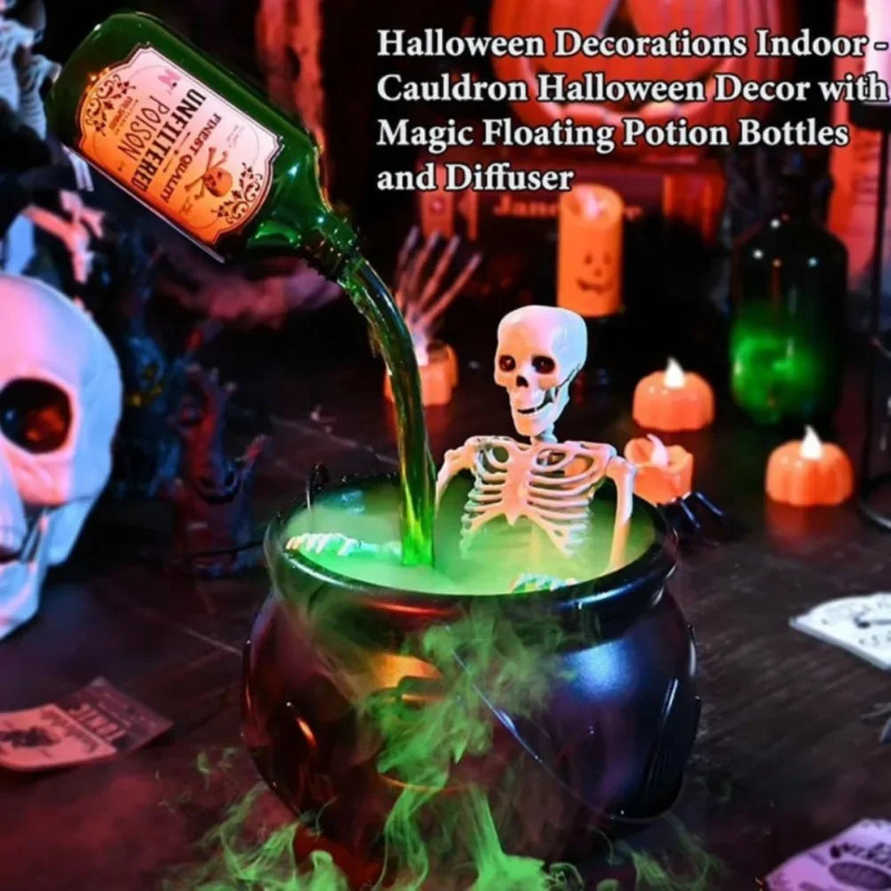 Witch Cauldron Fog Machine Halloween Prop With LED Glow