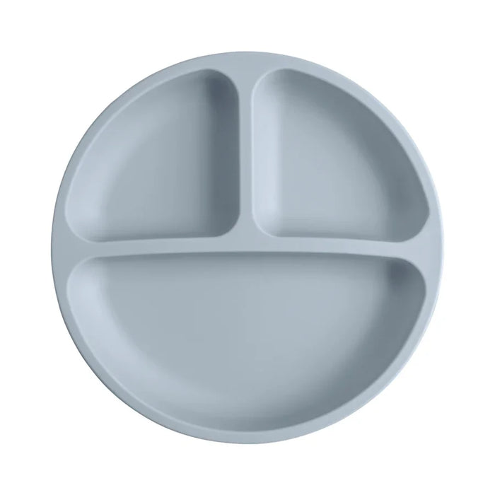 Silicone Baby Dining Plate with Suction Base, BPA Free Toddler Tableware, 8-Inch Divided Feeding Dish