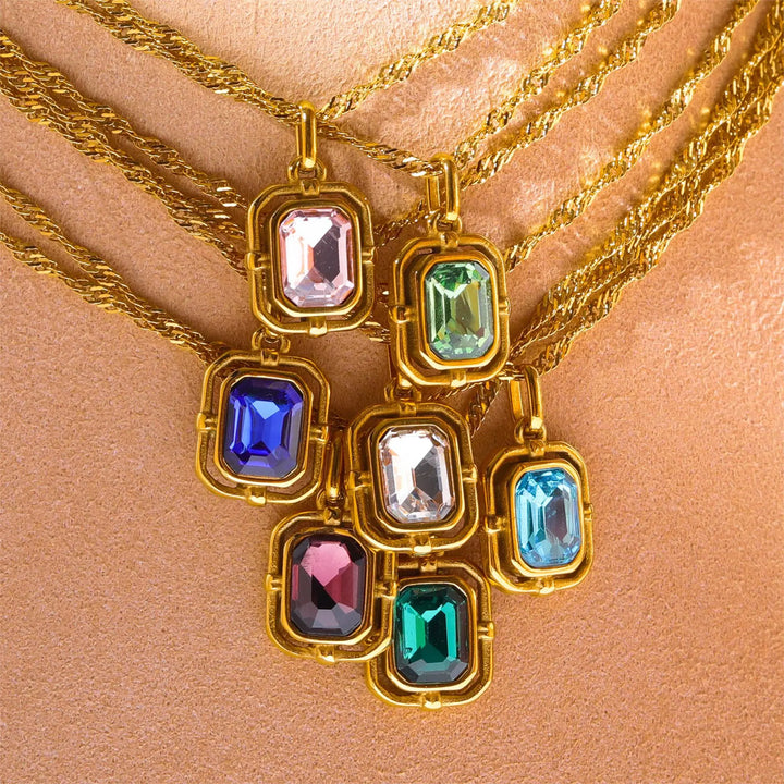 Layered Gold Tone Necklace Set With Resin Stone Pendants Boho Statement jewellery Gift Idea Fall 2026