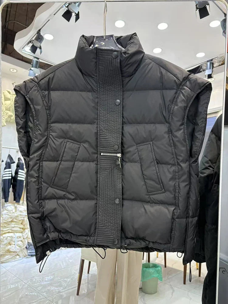 Insulating Women’s Down Vest - Cropped, Duck, Winter