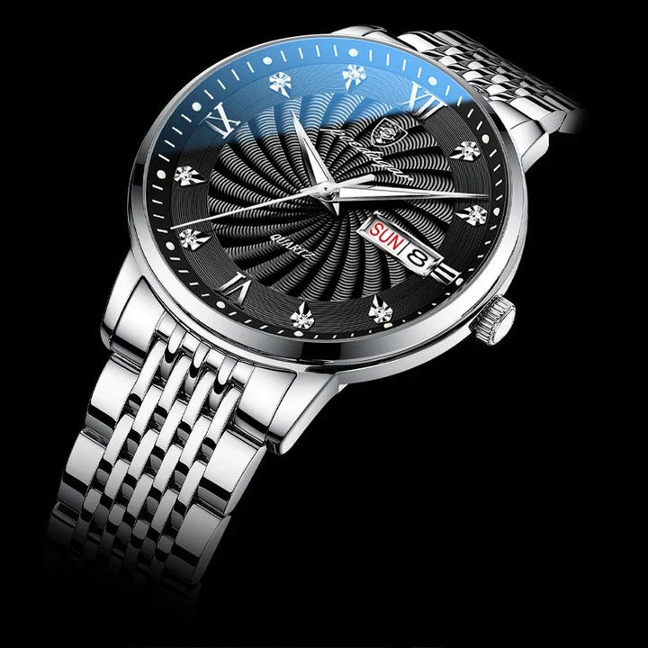 Quartz Wristwatch Stainless Steel Luminous Date Week