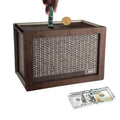Money Wood Box Piggy Bank with Saving Goal for Kids