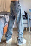 High-Waisted Stacked Women's Jeans, Trendy Relaxed Fit Denim, Comfortable 100% Cotton