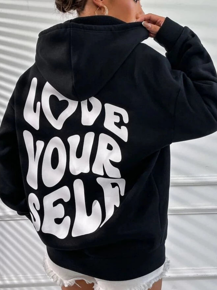 Oversized Relaxed Women's Hoodie - Back Print, Cotton