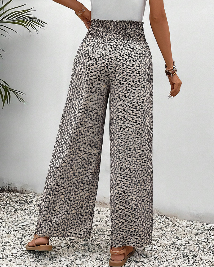 Relaxed Wide Leg Trousers for Women, Flowy Palazzo Trousers with Elastic Waistband and Breathable Fabric