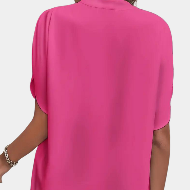 Breathable women’s blouse – short sleeve v-neck, lightweight material, for any occasion