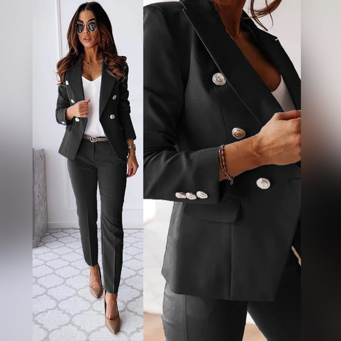 Versatile women's suit set – classic blazer and tailored trousers, high-quality fabric, for business and special occasions