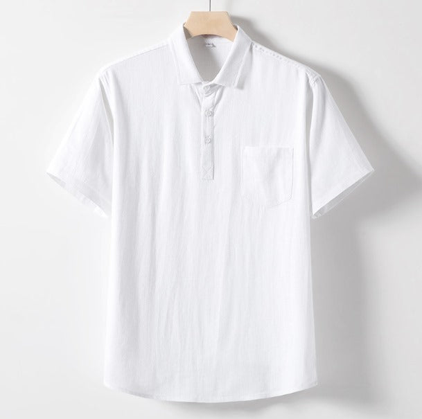 Lightweight Linen Polo Shirt for Men, Breathable Casual Wear in Various colours, Relaxed Fit, Machine Washable