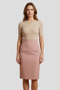 Stretchy women's pencil skirt - flattering high-waist, polyester, for office wear