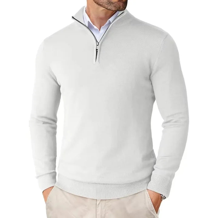 Lightweight Classic Men’s Knit Jumper - Zip Collar, Cotton