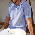 Breathable Versatile Men's Knitted Polo Shirt - Short-Sleeve, Knit Fabric, Everyday Wear