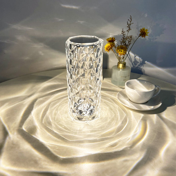 Plovena Crystal rose touch lamp with rose light pattern