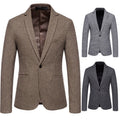 Warm versatile men's blazer - single-breasted, one-button, wool blend, for business casual