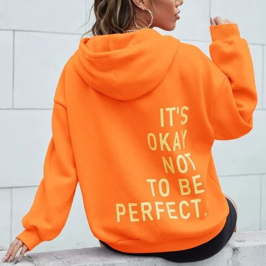 Oversized Women’s Hoodie - Relaxed Back Slogan Cotton Blend
