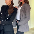 Fitted women's blazer - double-breasted, polished silhouette, polyester, autumn office wear