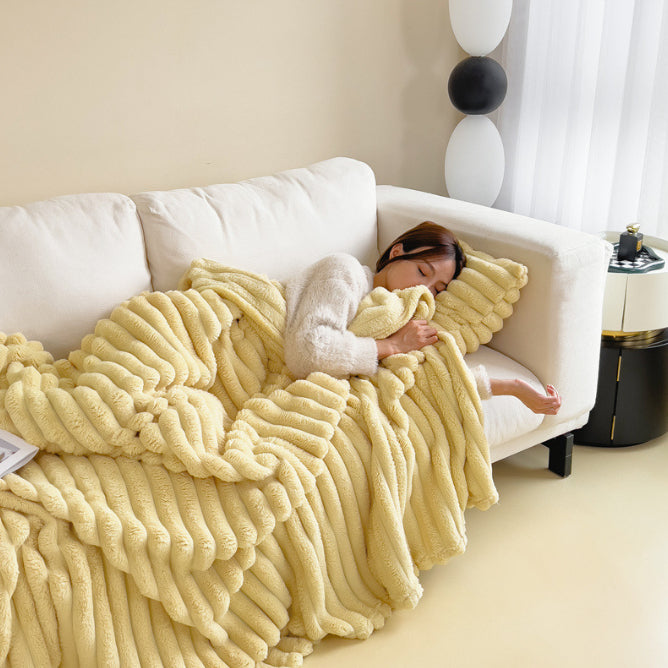 Plovena Thick double-sided faux rabbit fur throw